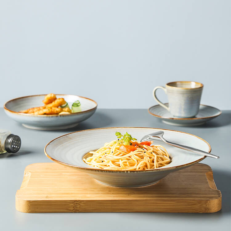 Porcelain Dinnerware For Restaurant - Gray Green Matte Kiln Variation